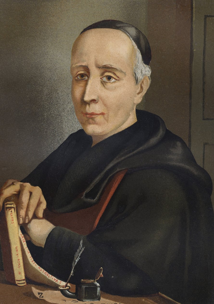 FEIJOO y MONTENEGRO, Benito Jeronimo (1673-1764).西班牙作家和散文家--贝尼托-杰罗尼莫或费儒（1676-1764）的肖像。西班牙神学家和医学家，在hombres y Mujeres出名之后。巴塞罗那1877年。 作者 未知艺术家
