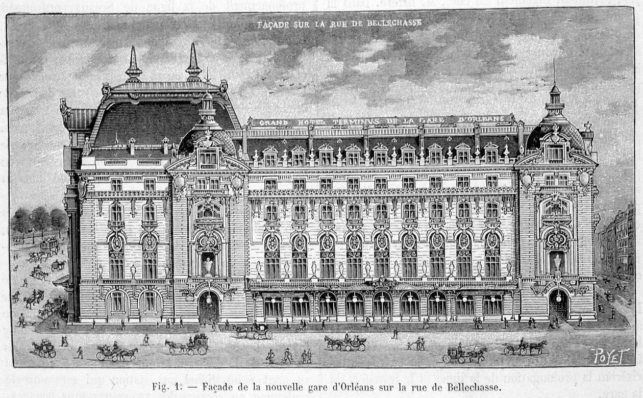 位于 rue de Bellechasse 的奥尔良新车站的外墙 - 在“La Nature”中 作者 未知艺术家