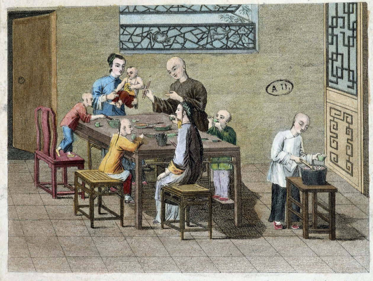 19世纪中国的家庭聚餐 作者 未知艺术家