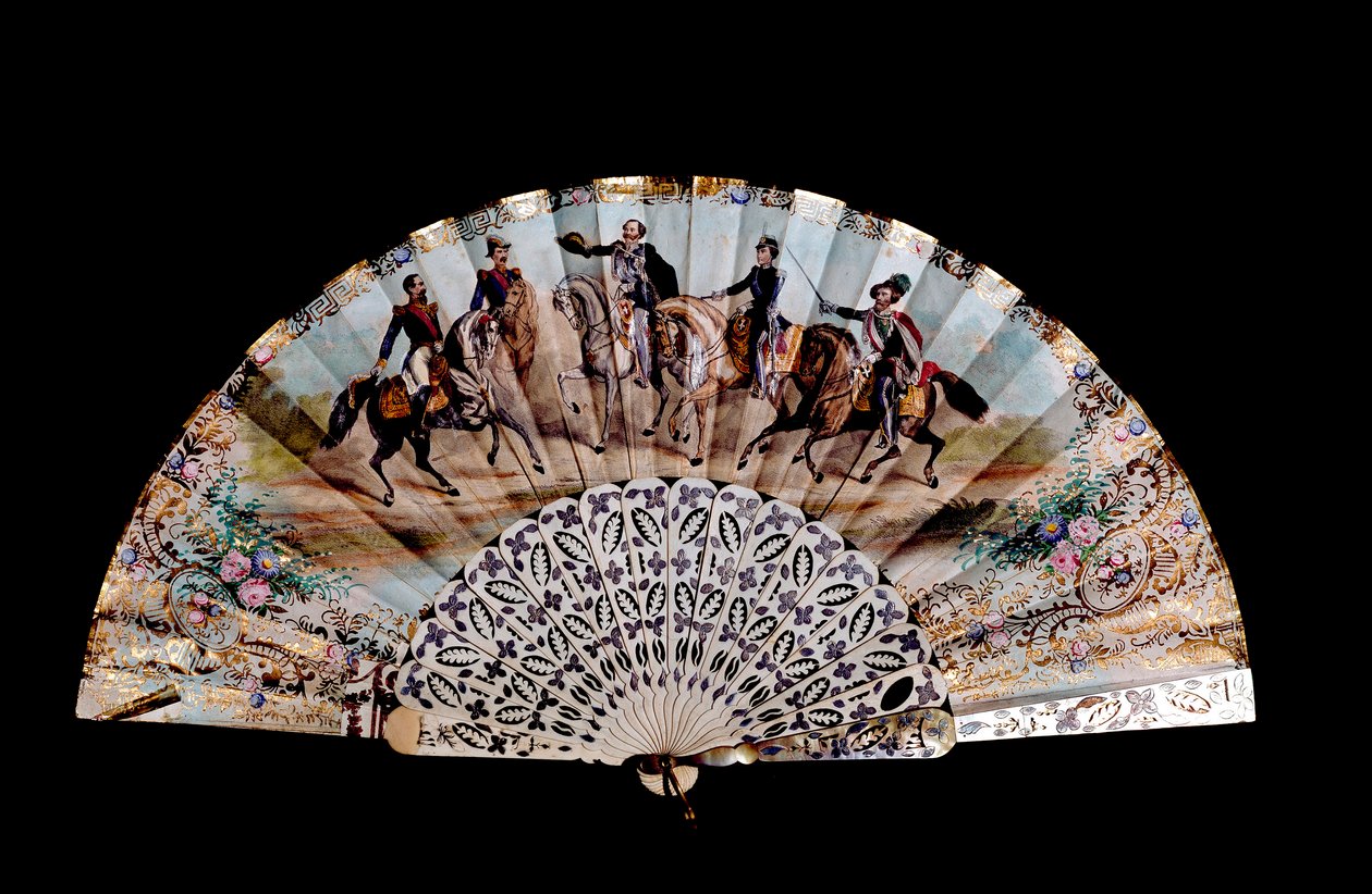 围栏装饰着五位骑士：“法国皇帝拿破仑三世（1808-1873）（左一）、维托里奥·埃马努埃莱二世（Victor Emmanuel）（1820-1878）（第三）、朱塞佩·加里波第（1807-1882）（右一）” )”米兰复兴博物馆 作者 未知艺术家