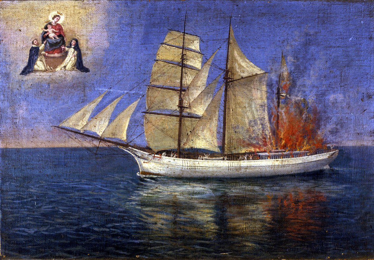 Fire aboard a schoole. 作者 未知艺术家