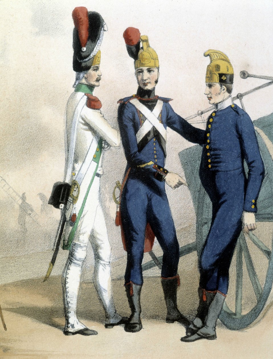 Firefighters in uniform - ca. 1850 作者 未知艺术家
