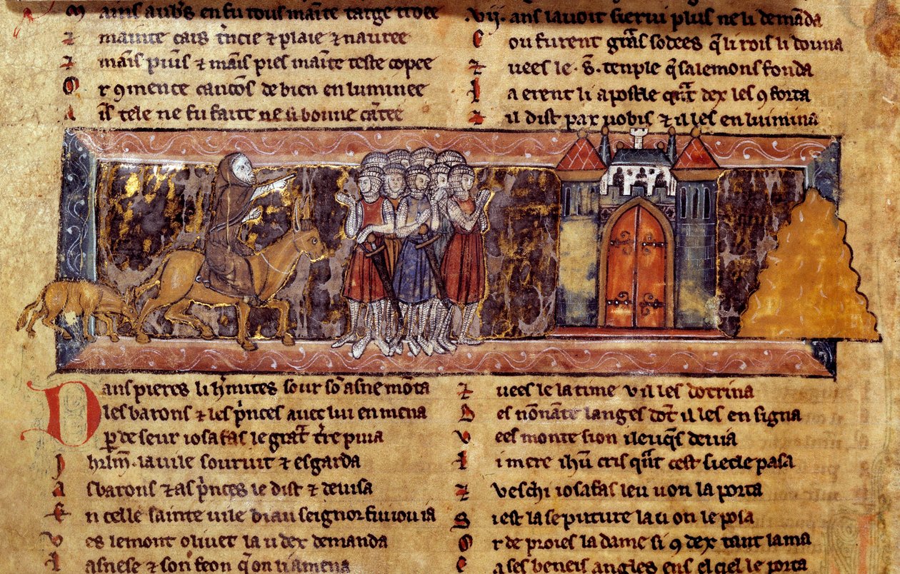 第一次十字军东征（1096-1099）：隐士彼得（1050 - 1115 年），第一次十字军东征 Harangue les Croises 的法国宗教领袖。 天鹅骑士的手稿 作者 未知艺术家