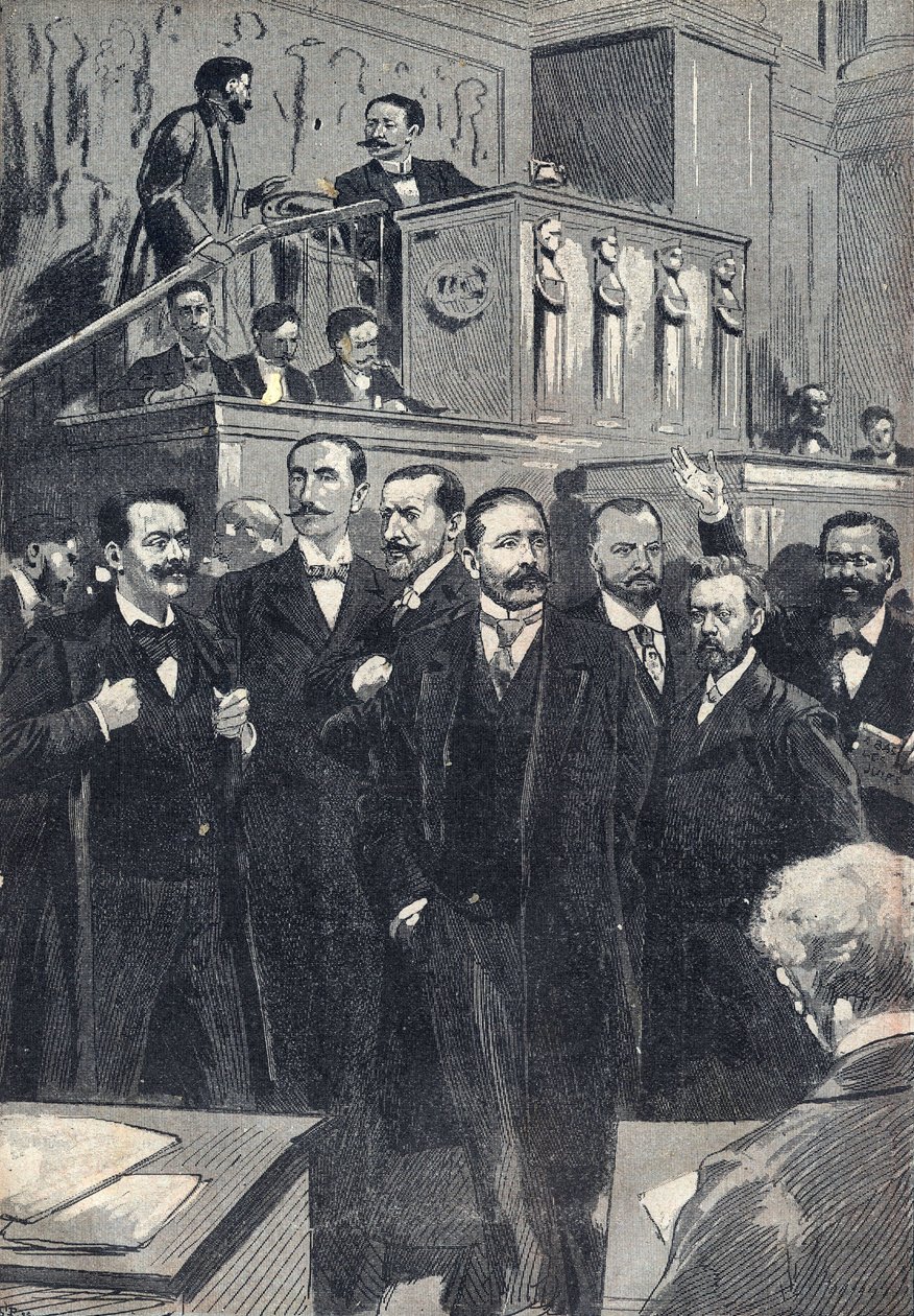 1898年选出的第一届众议院议员。保罗-德尚尔（1855-1922），众议院议长。Paul Adolphe Granier de Cassagnac (1842-1904), Lucien Millevoye (1850-1918), Paul Deroulede (1846-1914), Jacques Piou (1838-1932), Eugen 作者 未知艺术家