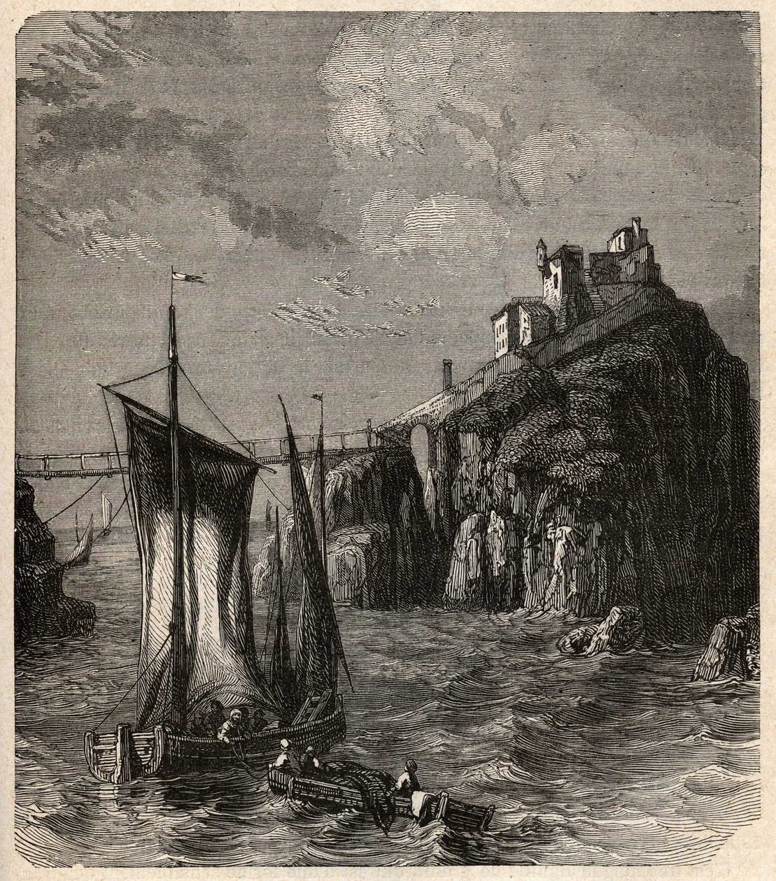 Fort de Bertheaume - Plougonvelin - Finistere - "PATRIE "中的雕刻--LUCIEN HUARD的DESCRIPTION PECTURESSE DE LA FRANCE EN 6 VOLUES - 19世纪末 作者 未知艺术家