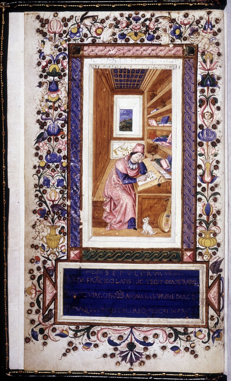 Francesco Petrarca (Petrarch) (1304 - 1374), miniature of the 15th century. Bibioteca Trivulziana. Milan 作者 未知艺术家