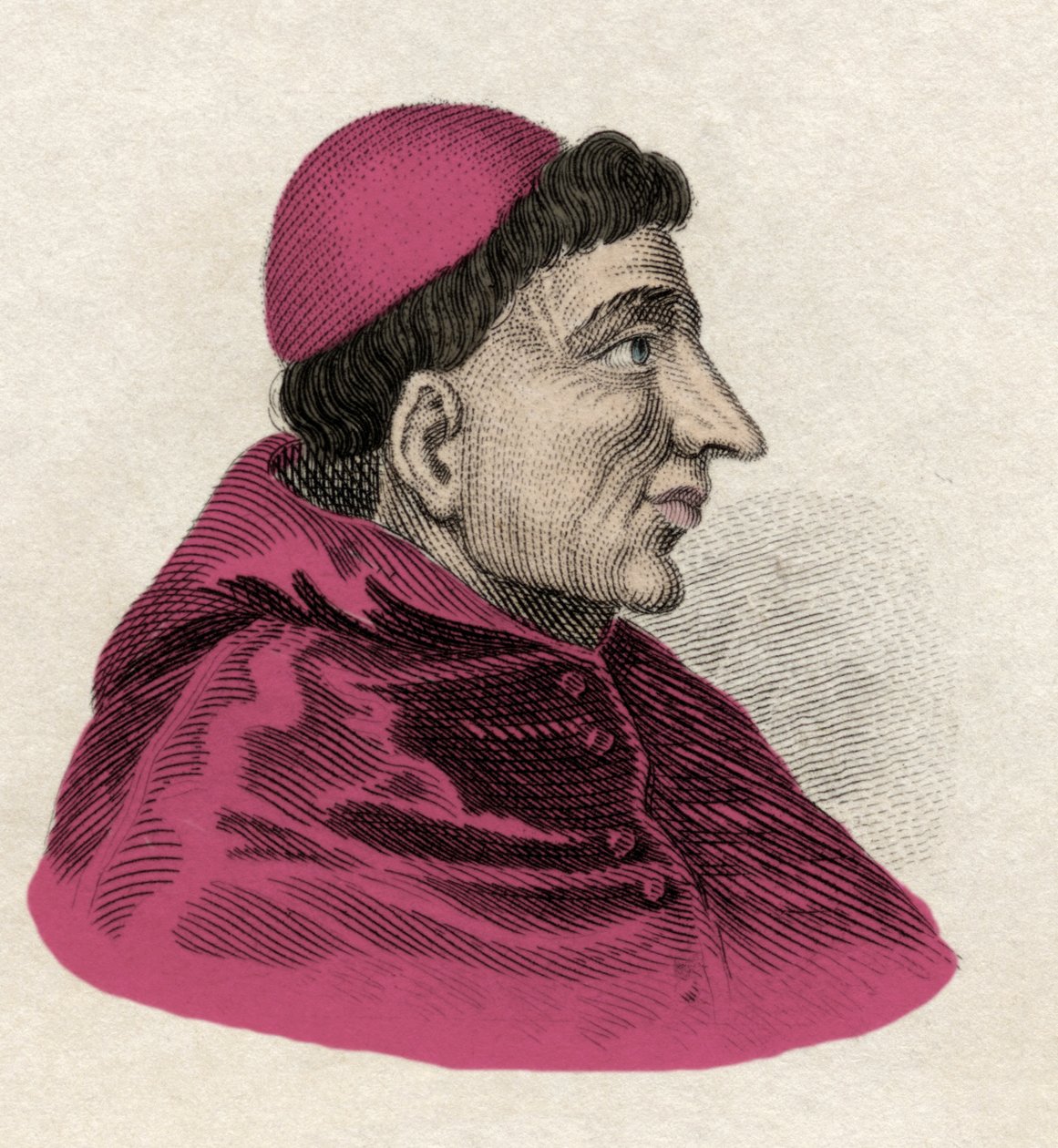 弗朗西斯科·希门尼斯·德·西斯内罗斯 (Gonzalo Jimenez de Cisneros) (1436-1517) 红衣主教、宗教改革家和西班牙政治家。 19 世纪的雕刻。 作者 未知艺术家