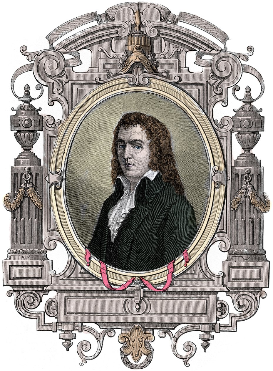 法国大革命：“”Francois Babeuf dit Gracchus (1760-1797) 革命家的肖像”“19 世纪版画。 作者 未知艺术家