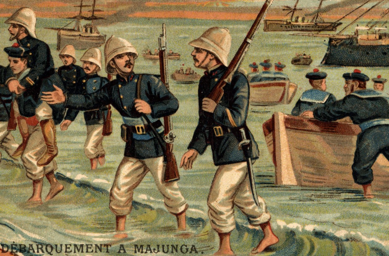 法国军队于1895年在马达加斯加的Majunga登陆 作者 未知艺术家