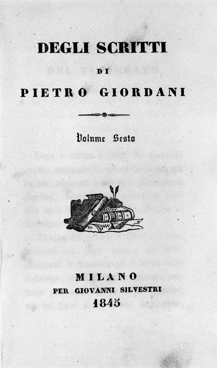 Frontispice of "" Of the Writings "" (Writings) by 意大利作家 Pietro Giordani (1774-1848) 1845 作者 未知艺术家