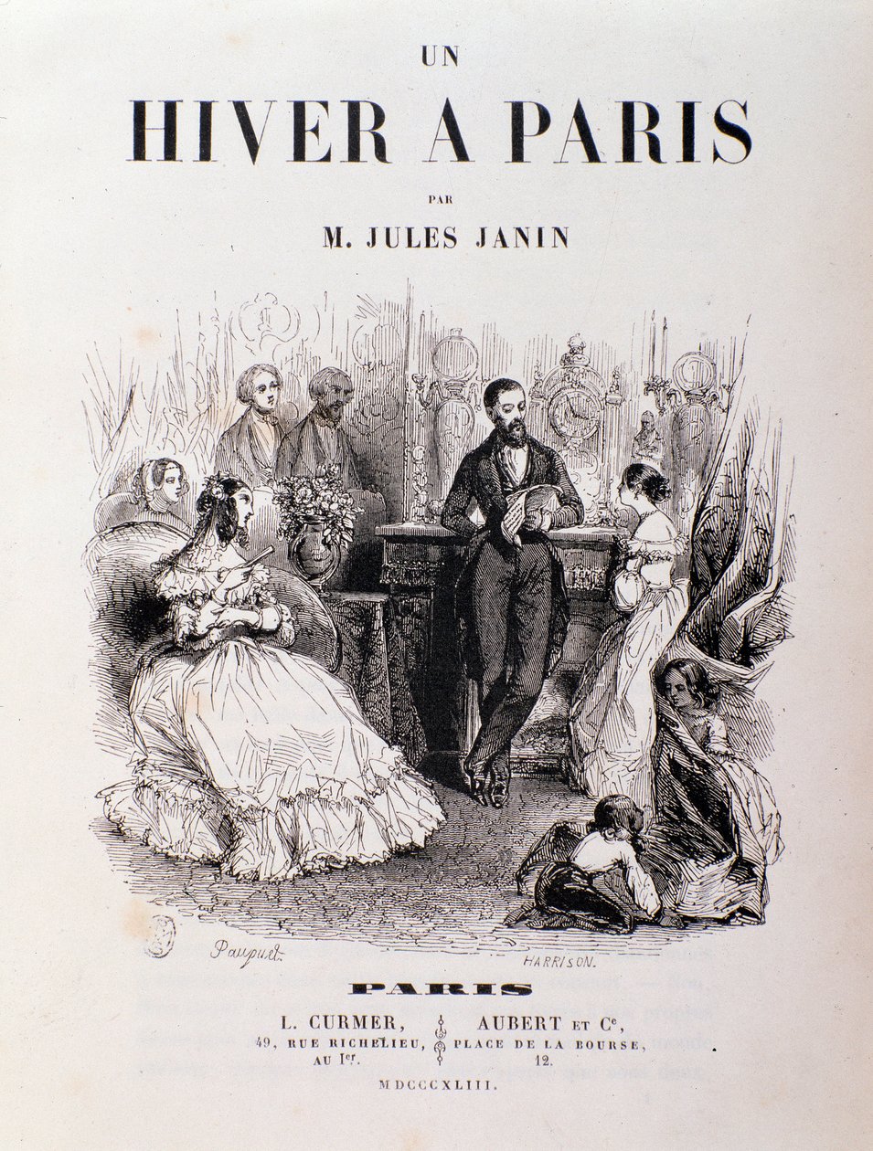 Jules Janin 的“Un hiver à Paris”的卷首画，巴黎人在招待会上在休息室见面。 1843 私人收藏 作者 未知艺术家