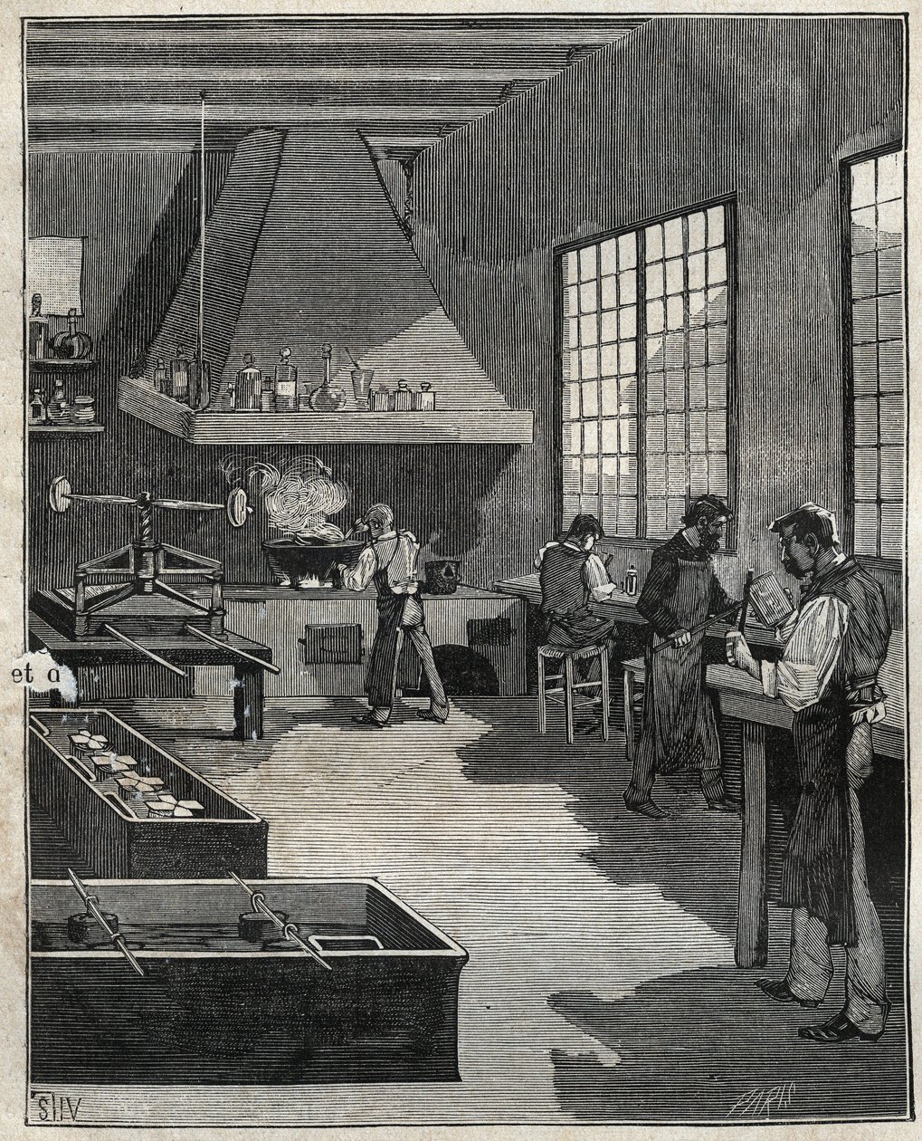 电镀金工：模具的准备。1885年阿道夫-比塔尔（Adolphe BITARD）在 "Les arts et metiers illustrstres "中的雕版画。 作者 未知艺术家
