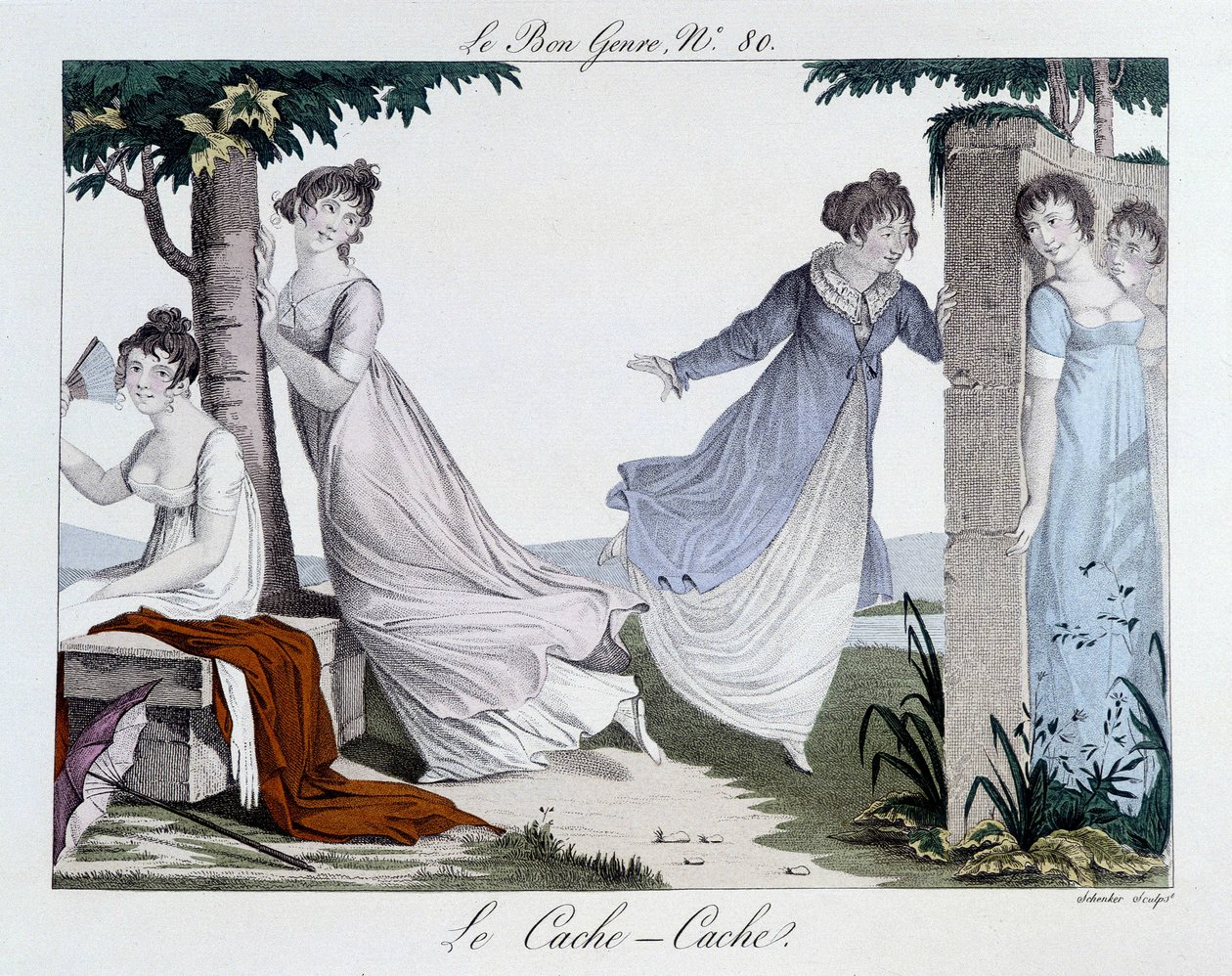 Game of hide and seek (Cache Cache) - in “” The Good Genre””, n¡80, early 19th century 作者 未知艺术家