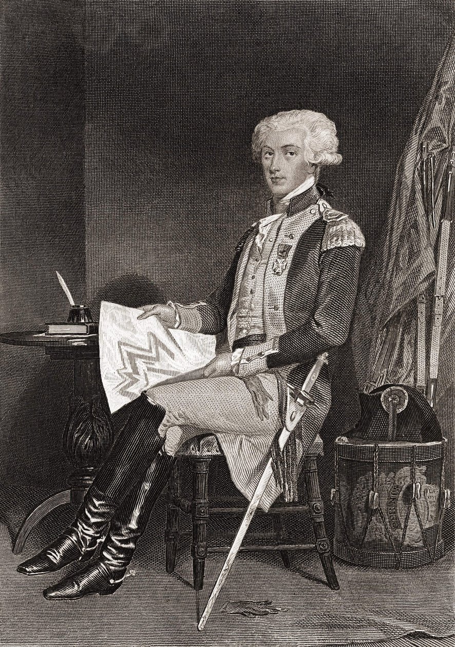 拉法耶特（Lafayette）将军（1757-1834）。 作者 未知艺术家