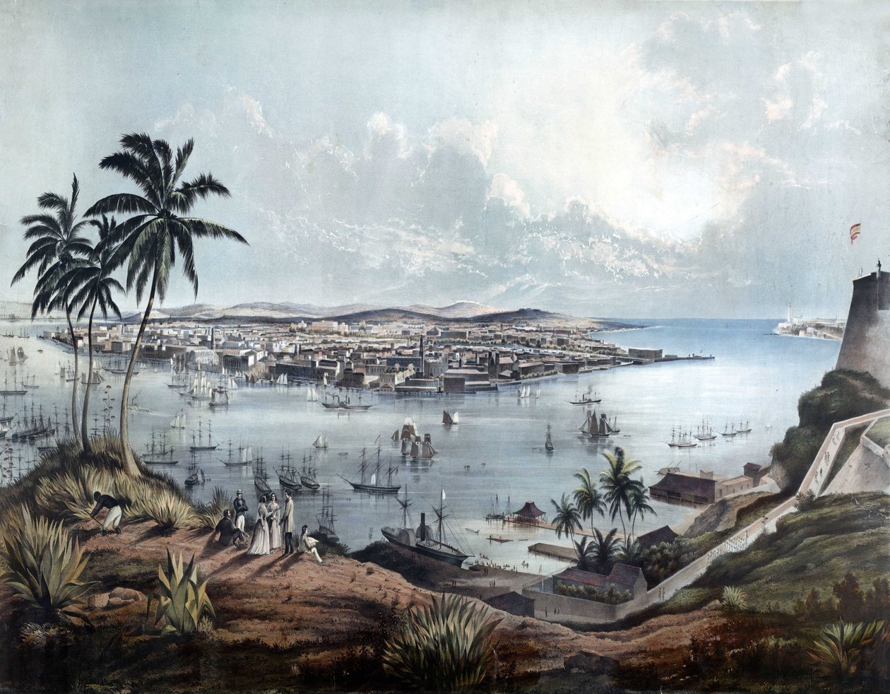 1850年的哈瓦那（古巴哈瓦那）概貌。 作者 未知艺术家