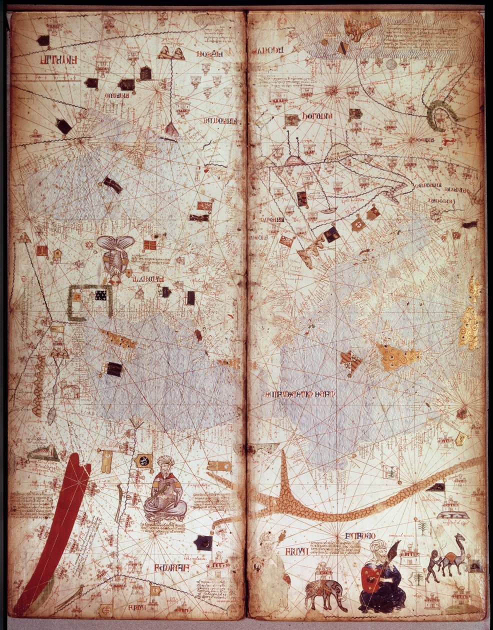 Geographic map of the Mediterranee. Catalan Atlas (Catalan map) (Spain). Manuscript from 1375 (Folio 4) by Abraham Cresques. BN, Paris 作者 未知艺术家