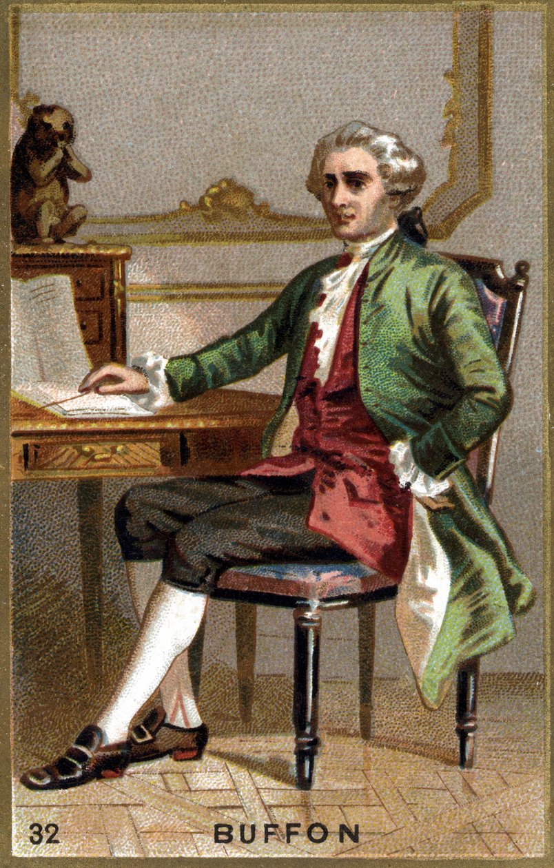 乔治-路易斯-勒克莱尔，布冯伯爵（1707 - 1788）。19世纪的彩色石版画。 作者 未知艺术家