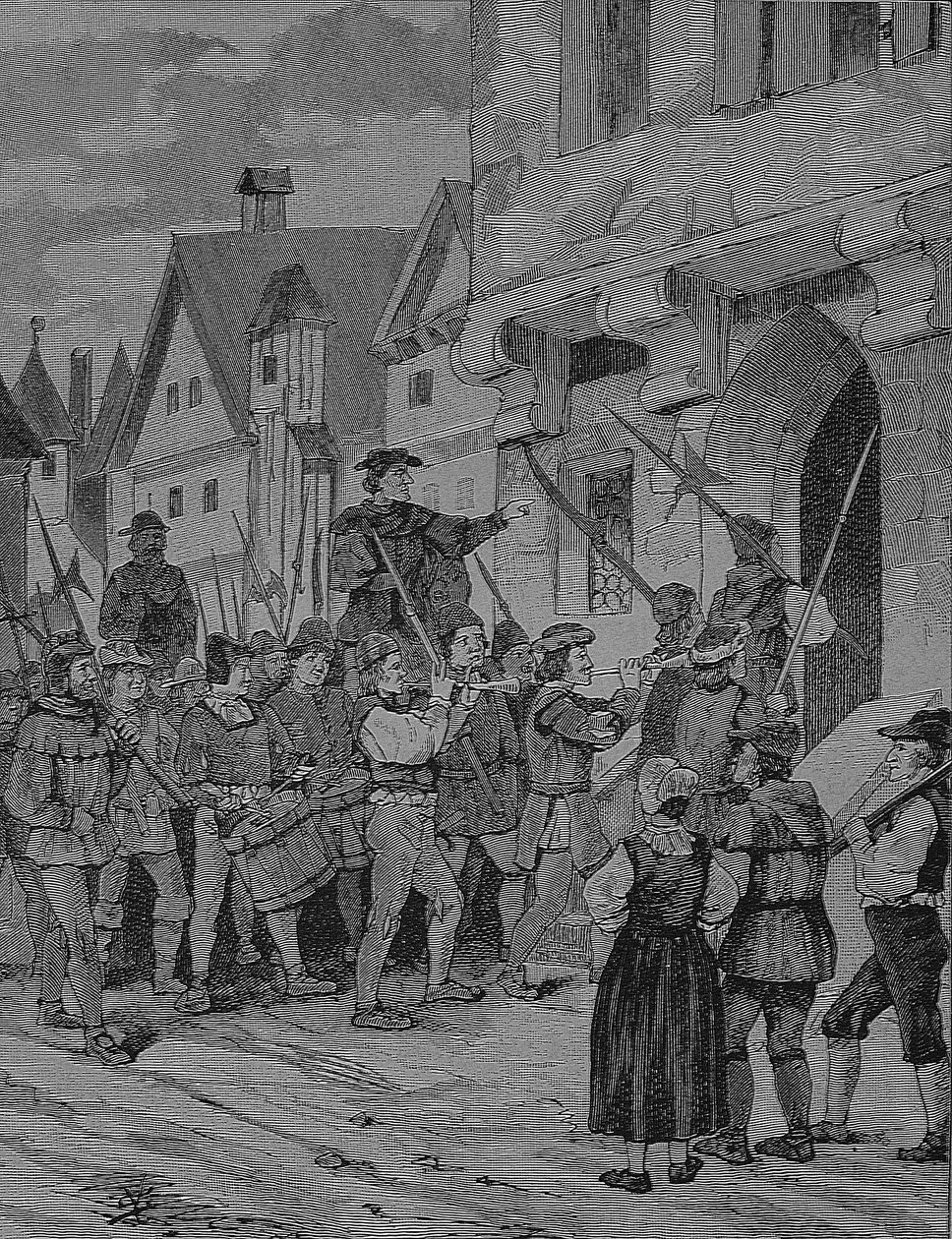 德国农民战争（1524-1526 年）：奥伦巴赫，德国巴伐利亚州罗滕堡农民 作者 未知艺术家