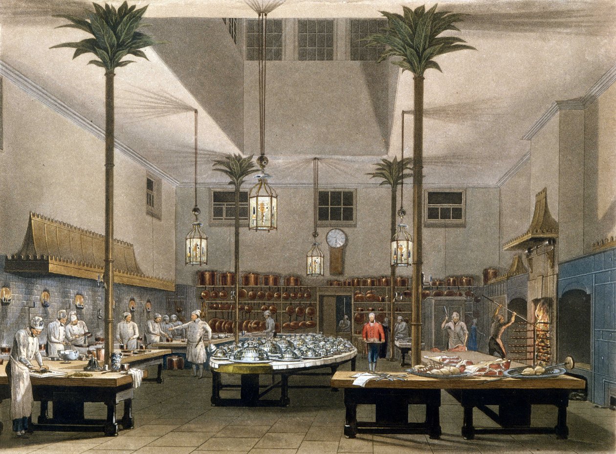 Grand Hotel：布莱顿Great Pavillon 酒店的厨房。 1850年 作者 未知艺术家