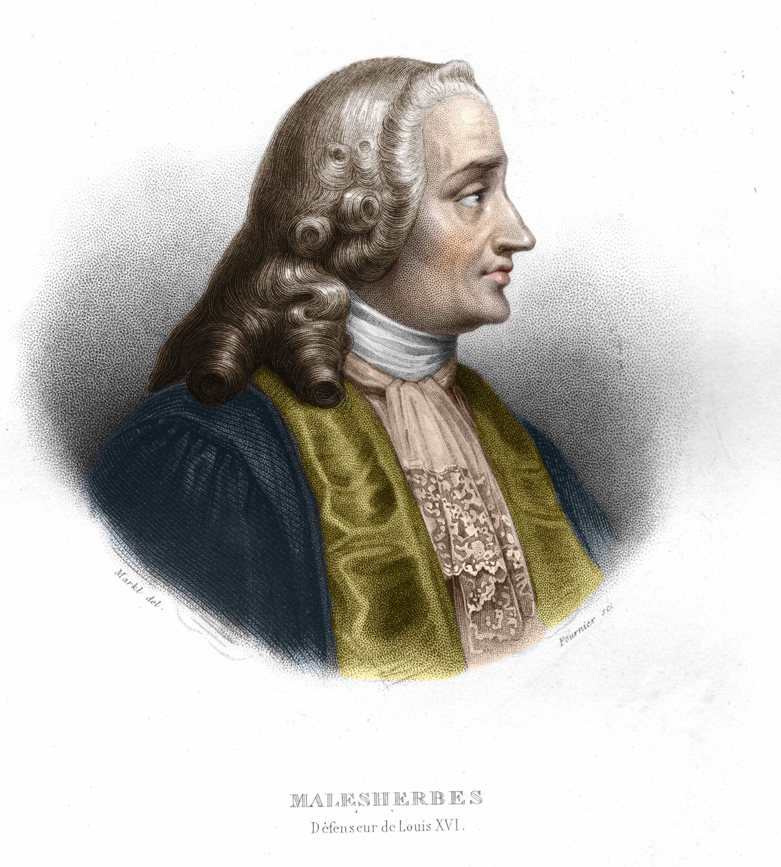 纪尧姆-克雷蒂安（Guillaume Chretien），作者是拉莫尼翁-德-马勒舍伯（1721-1794）。法国政治家。1852年的雕版画 作者 未知艺术家