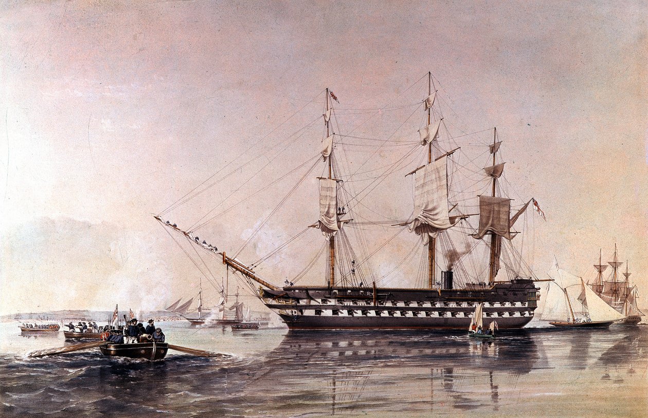 阿加门农号91炮皇家海军--阿加门农号二线舰在1852年为皇家海军建造--阿加门农号。 作者 未知艺术家