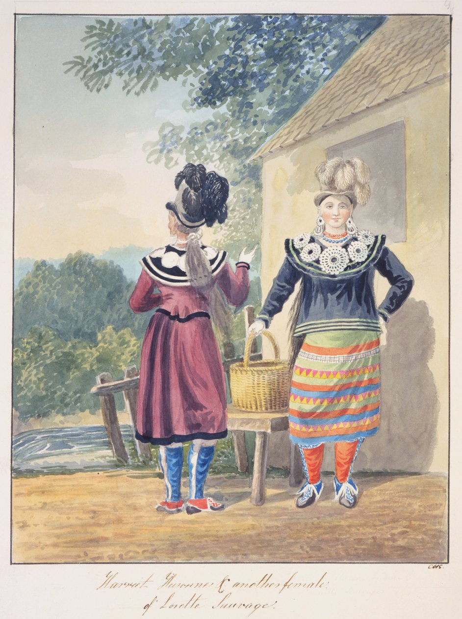 哈丽雅特-胡罗内和另一位洛雷特-索瓦奇的女性，约 1843-50 年（水彩画） 作者 未知艺术家