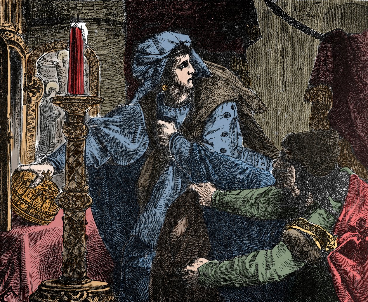 Helene Kottanner (Kottanerin, Kottannerin) (1439-1440) 在 1440 年 (匈牙利的斯蒂芬一世) 窃取了圣斯蒂芬 (Holy Hungarian Crown) 的王冠 (Holy Hungarian Crown) ( 作者 未知艺术家
