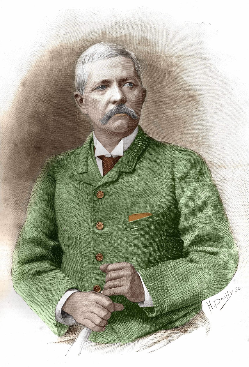 亨利-莫顿-斯坦利（1841 - 1904）1890年1月17日在开罗。英国记者和探险家。19世纪的雕版画。 作者 未知艺术家