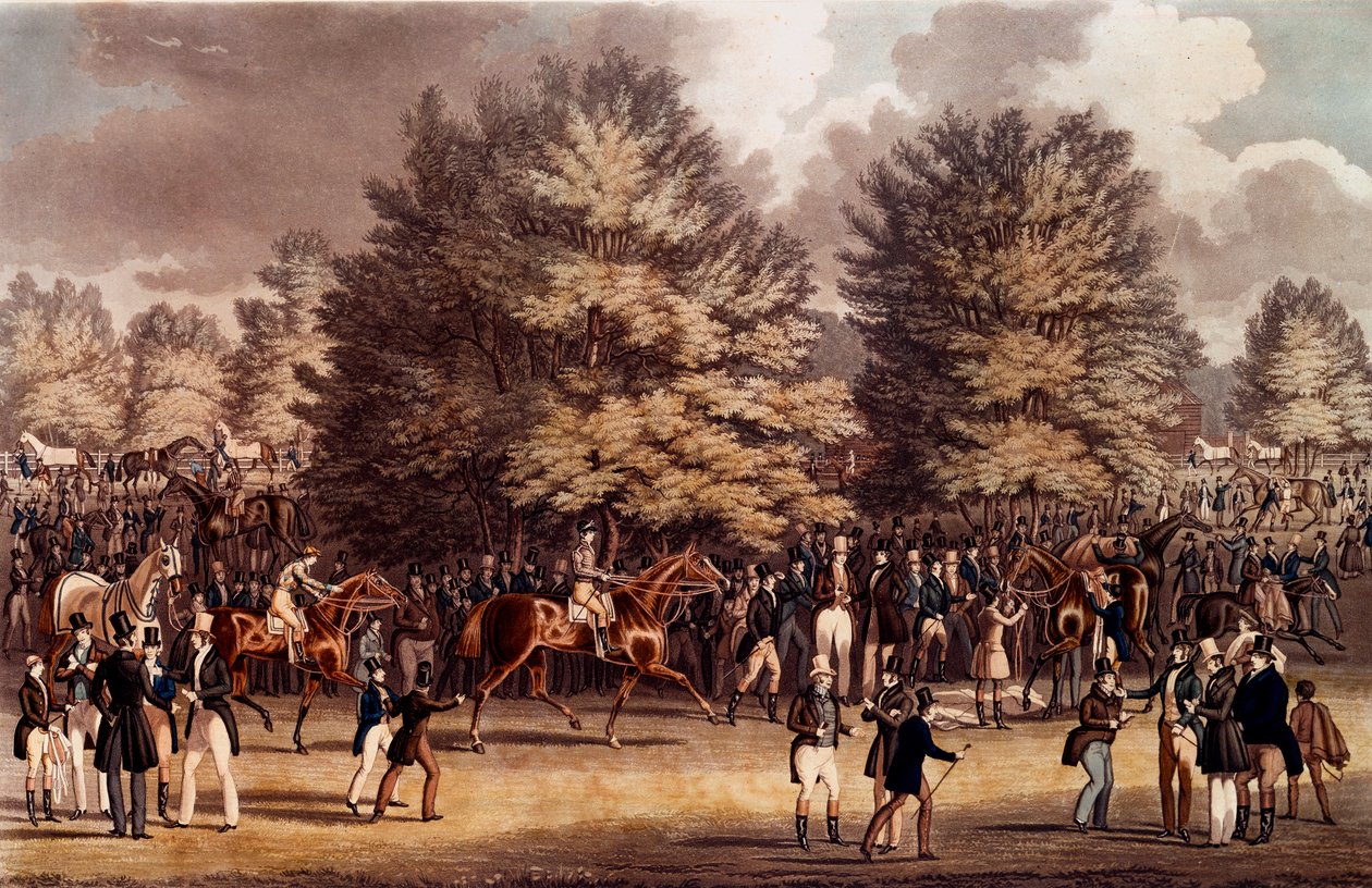 河马主义：在英国Epsem的比赛前的准备工作。1836年的石版画 私人收藏 作者 未知艺术家
