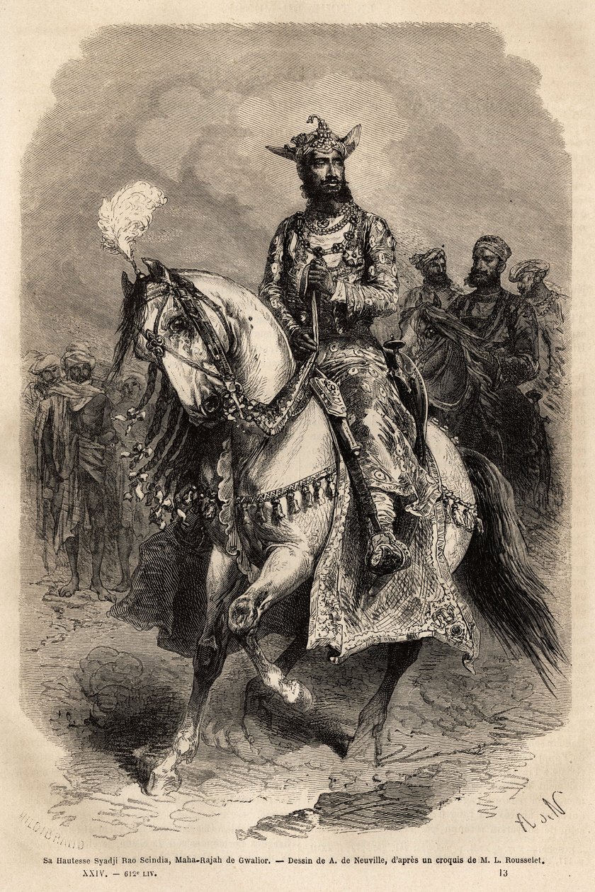 His Highness Syadji Rao Scindia (1846-1886), Maharajah of Gwalior (present-day Madhya Pradesh). Engravure pour illustrrer l