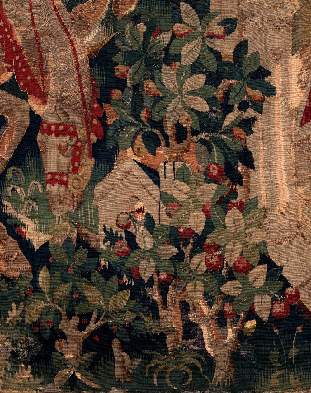 Saint Piat 和 Saint Eleuthère 的历史，场景 8 细节中右。 自然场景，灌木丛。 作者 未知艺术家