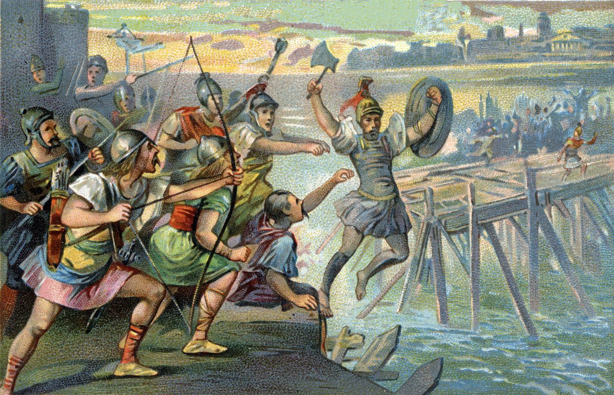 Horatius Cocles（Horatius Le Borgne），传说中的英雄，在年轻的罗马共和国受到Etrusque Lars Porsenna的威胁时，保卫着唯一一座跨越台伯河的桥梁，公元前507年。 作者 未知艺术家