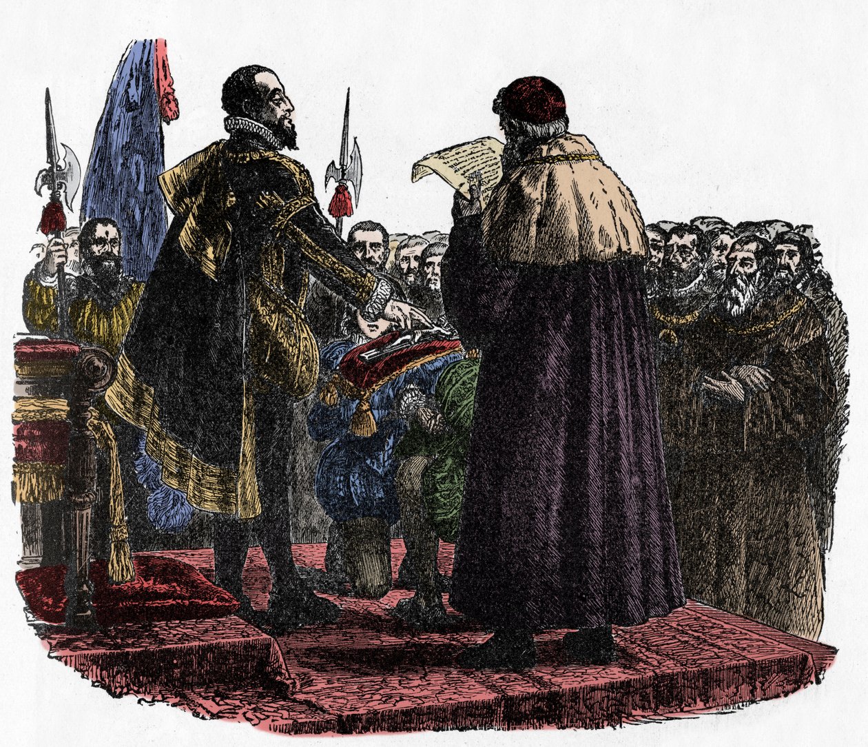 休·卡佩（Hugh Capet）宣读君主誓言 - 法兰克国王休格·卡佩（Hugues Capet，约 941-996 年），于 987 年 -1882 年宣读君主誓言 作者 未知艺术家