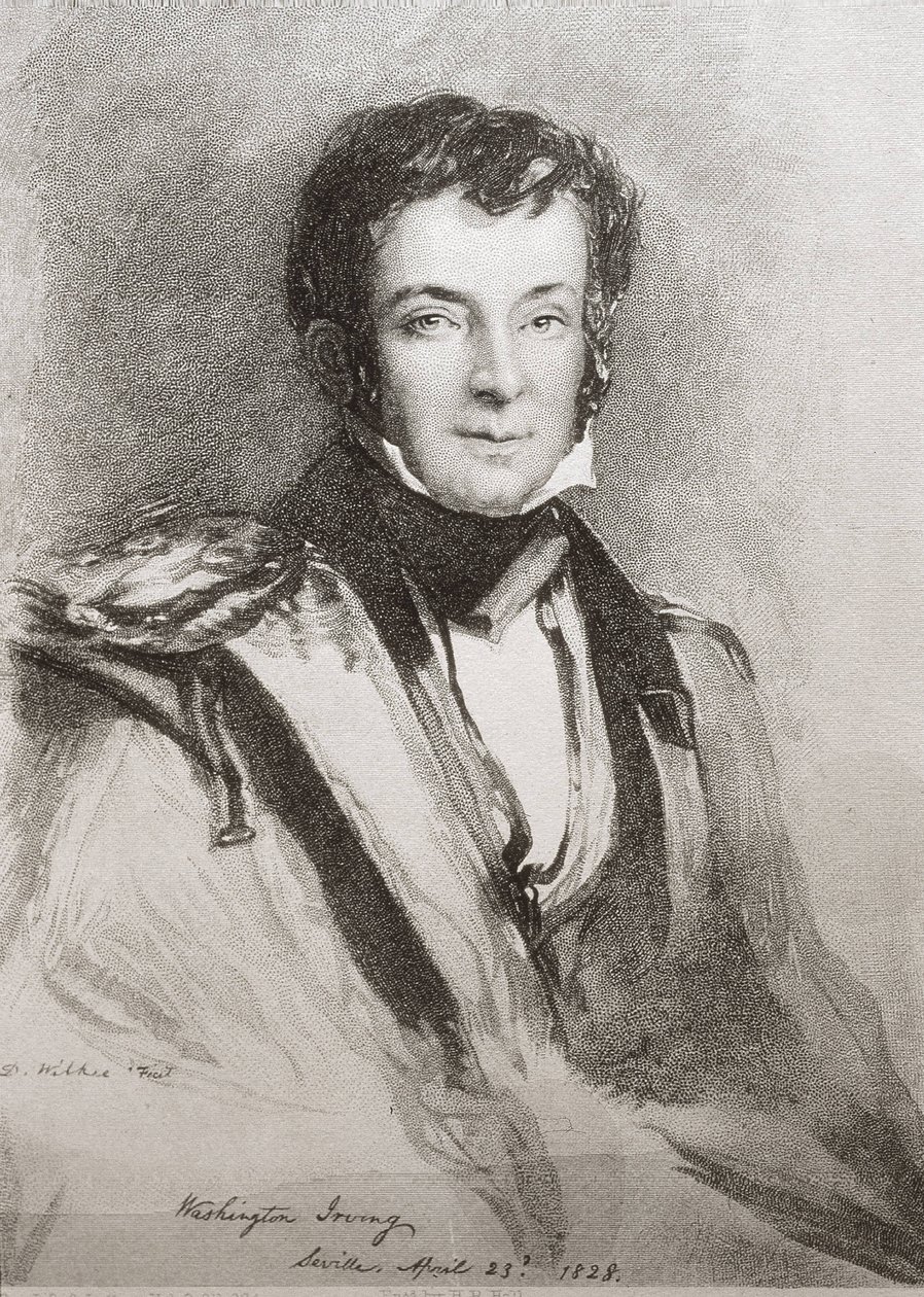 华盛顿-艾尔文（1783-1859）。美国小说家和历史学家。肖像作于塞维利亚（1828 年）。文学作品。 作者 未知艺术家