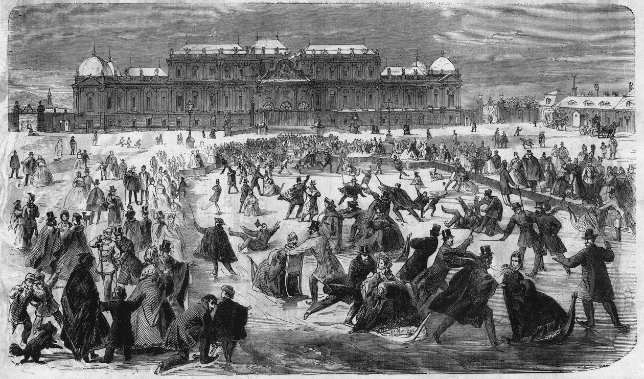 1864年在维也纳的美景广场上滑冰。 作者 未知艺术家