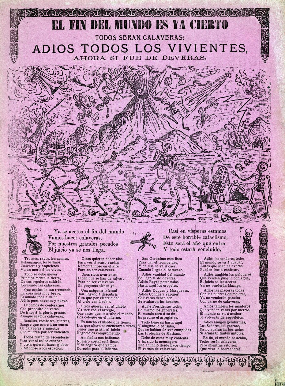 Illustrated board for a Mexican song about the end of the world, collected by Antonio Vanegas Arroyo (1850-1917) 1899 作者 未知艺术家