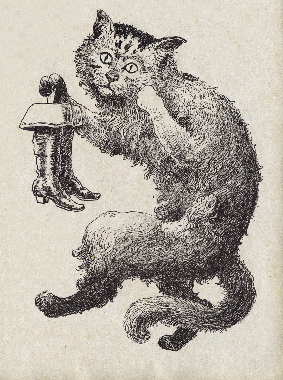 法国作家Charles Perrault (1628-1703)的故事《Le chat Botte》的插图。匿名插图。想象力 马塞尔-瓦涅，贾维尔-南希，无日期（19世纪末）。 作者 未知艺术家