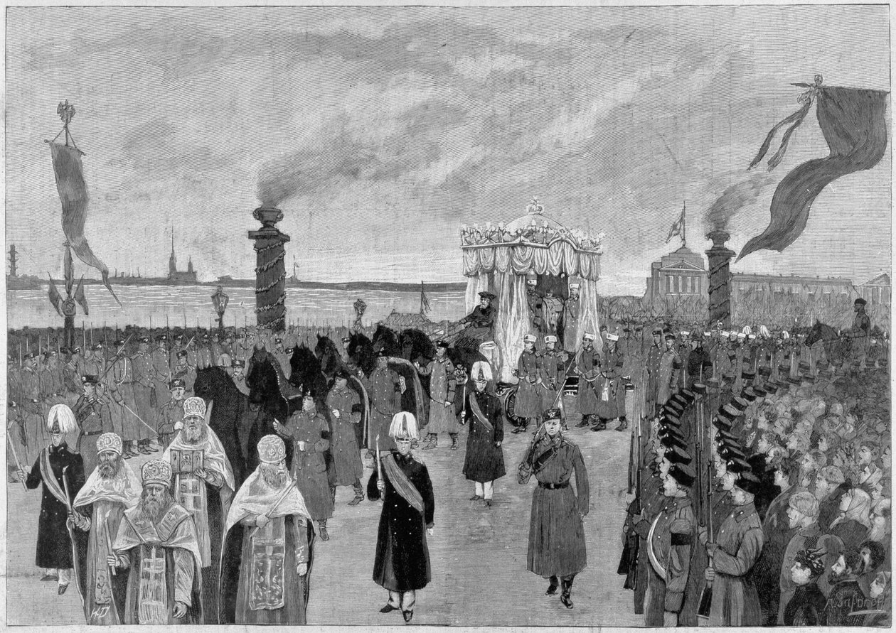 1894年沙皇亚历山大三世葬礼的插图。 作者 未知艺术家