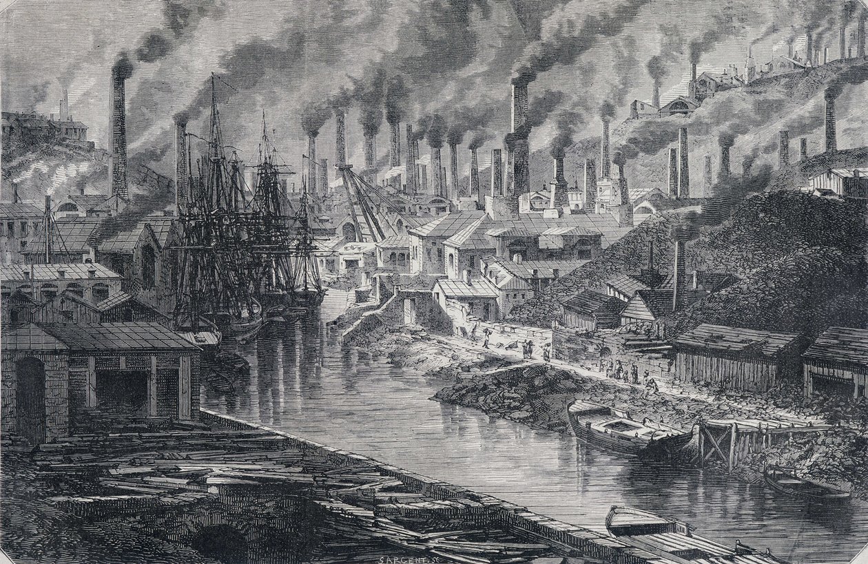 英国的工业。维维安先生（曼彻斯特）的铜厂，《环游世界》，1865年第二周。 作者 未知艺术家