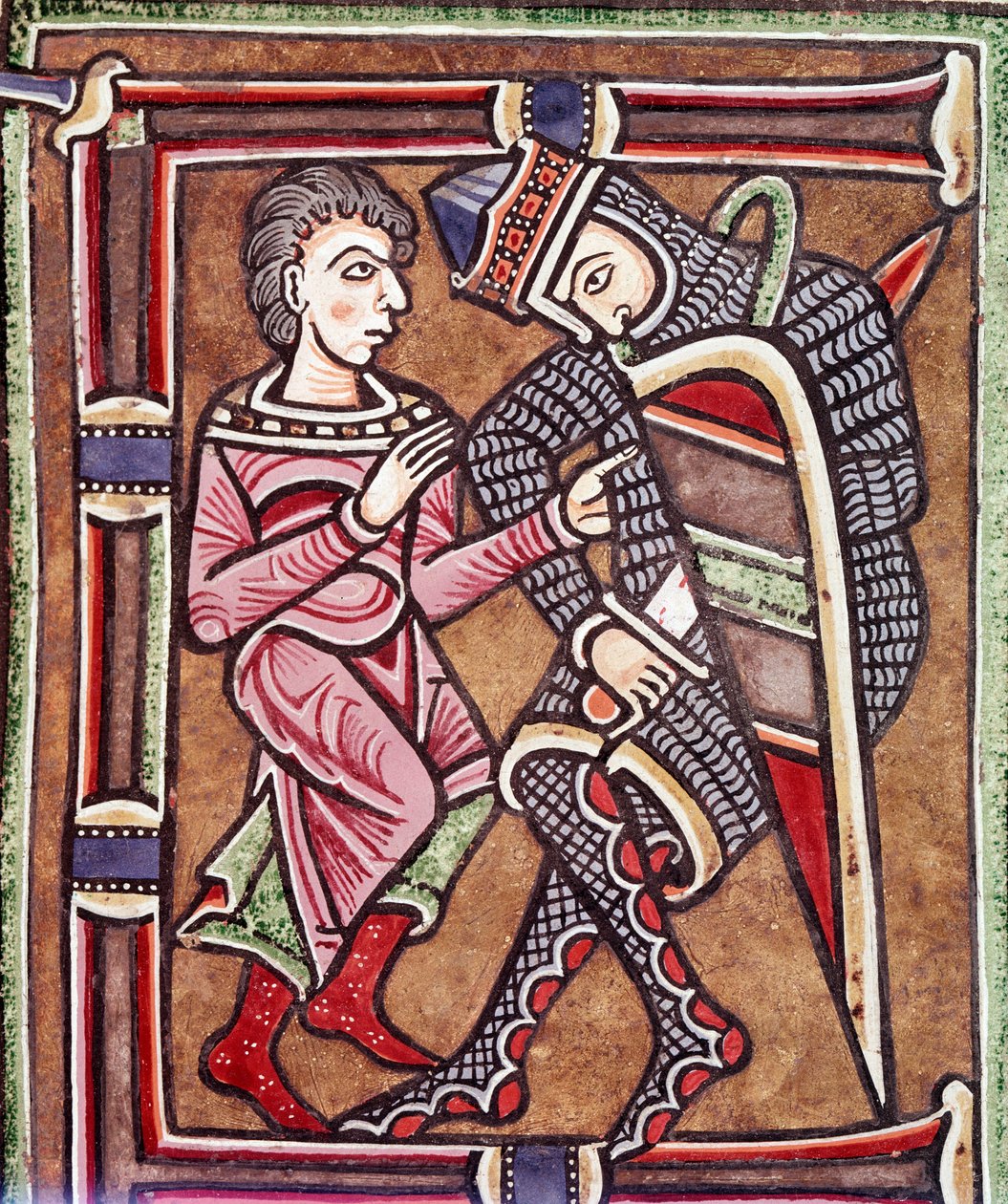 Initial letter E with David and Uriah, spouse of Bathsheba (miniature 作者 未知艺术家
