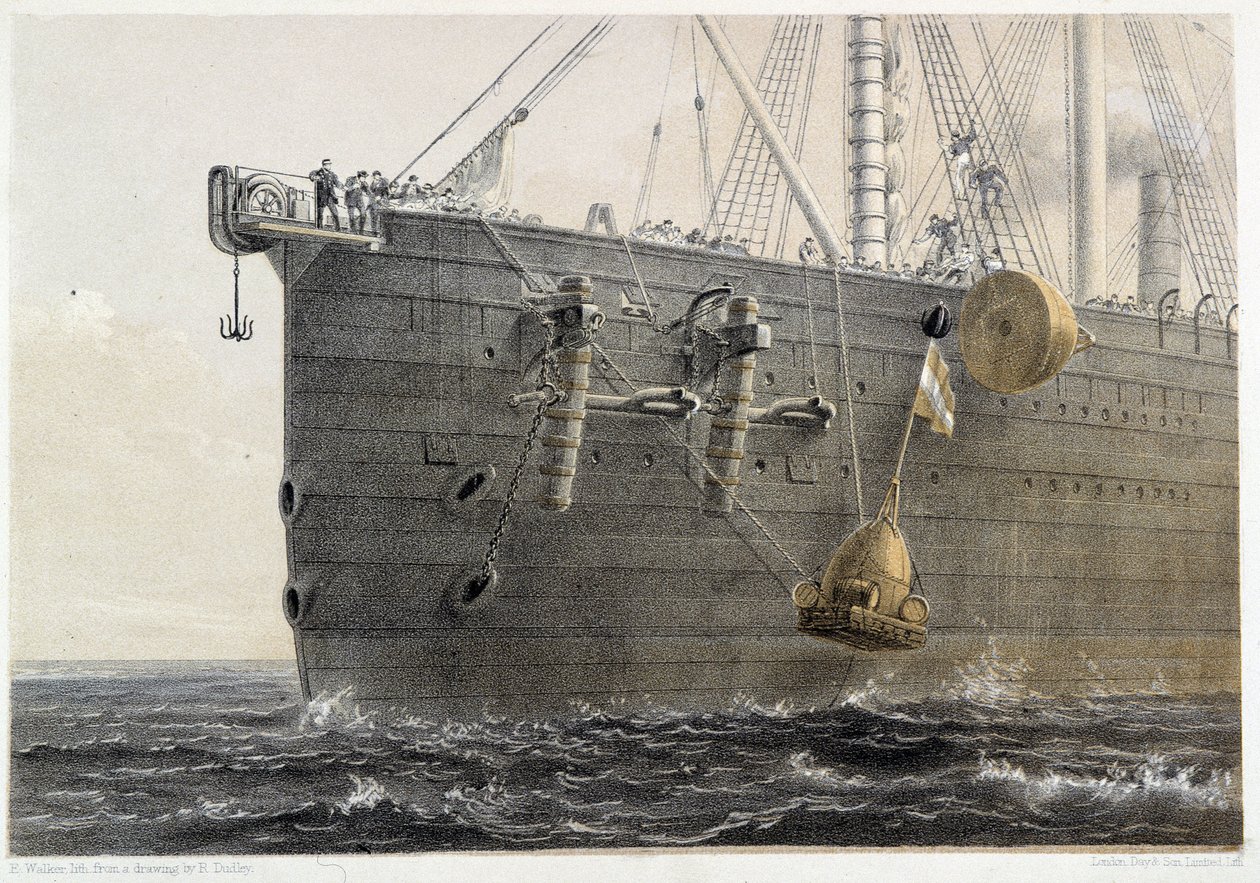 Installation of submarine cable in 1858 (landmark buoy) - in W. H. Russel