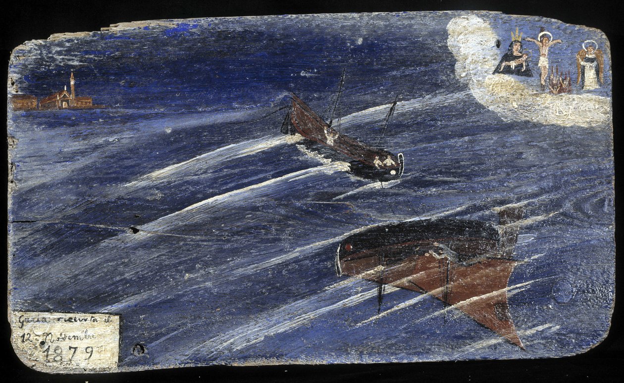 Italian ex-voto for a shipwreck in 1879 - painting on wood 作者 未知艺术家