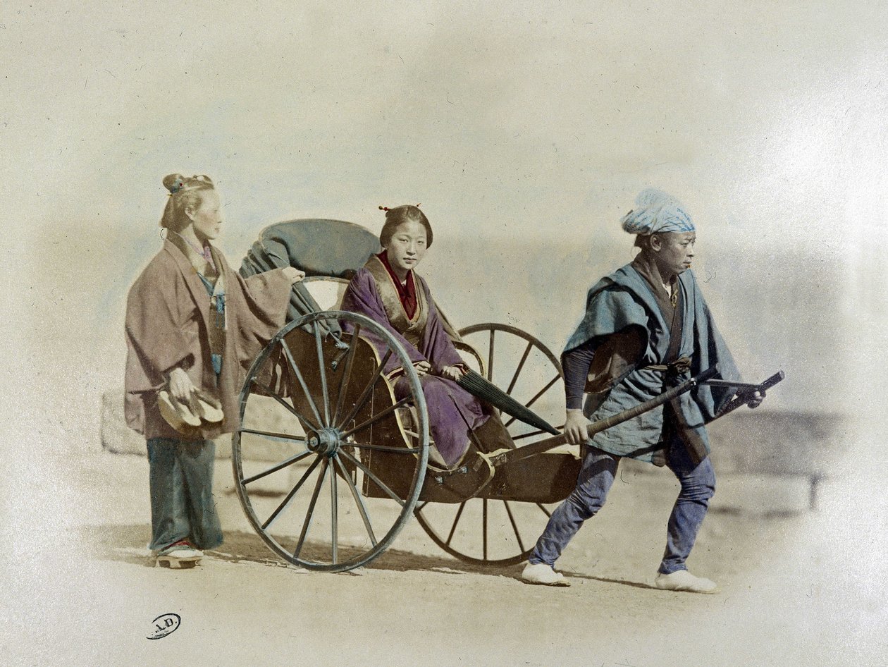 日本人力车，大约 1900 年 作者 未知艺术家