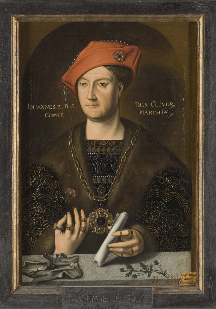 Jean II de Cleves, dit le Clement - Portrait of John II (1458-1521), Duke of Cleves, Count of Mark, Anonymous . Oil on canvas. Dimension : 66x45 cm. Nationalmuseum Stockholm 作者 未知艺术家