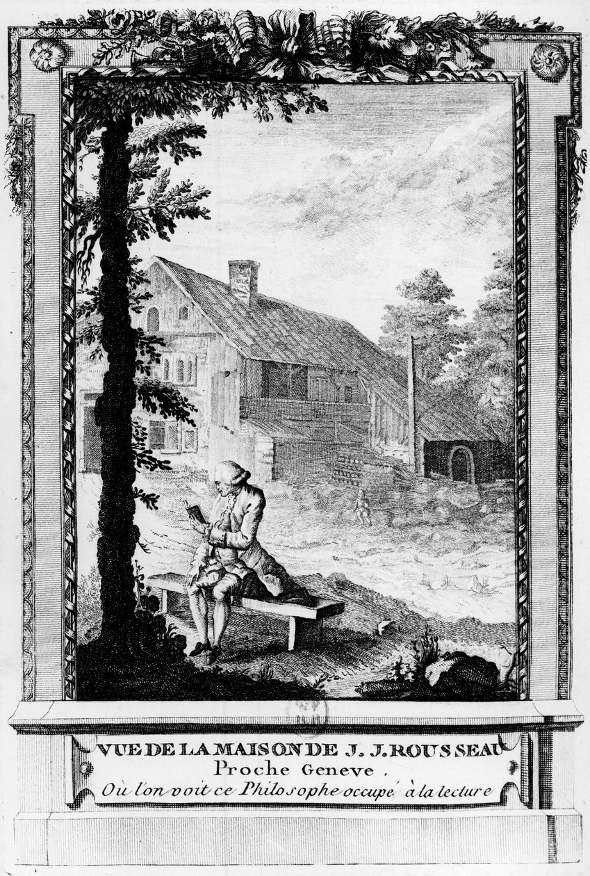 让-雅克-卢梭（1712-1778），日内瓦法语区作家和哲学家；从他的房子（日内瓦附近）看到。 作者 未知艺术家