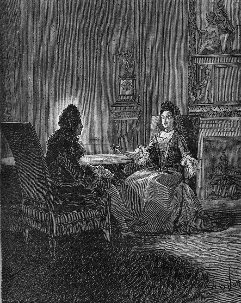国王路易十四（1638-1715）与他未来的妻子曼特侬夫人（Francoise d