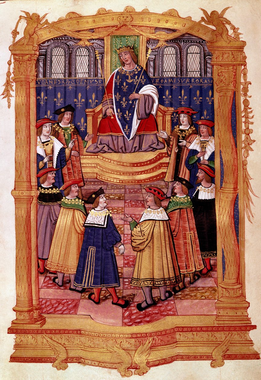 King Louis XI (1423-1483) and the Knights of the Order of Saint Michael Miniature from the manuscript “” Statutes of the Order of Saint Michael”” 15th century Milan, Biblioteca Trivulziana 作者 未知艺术家