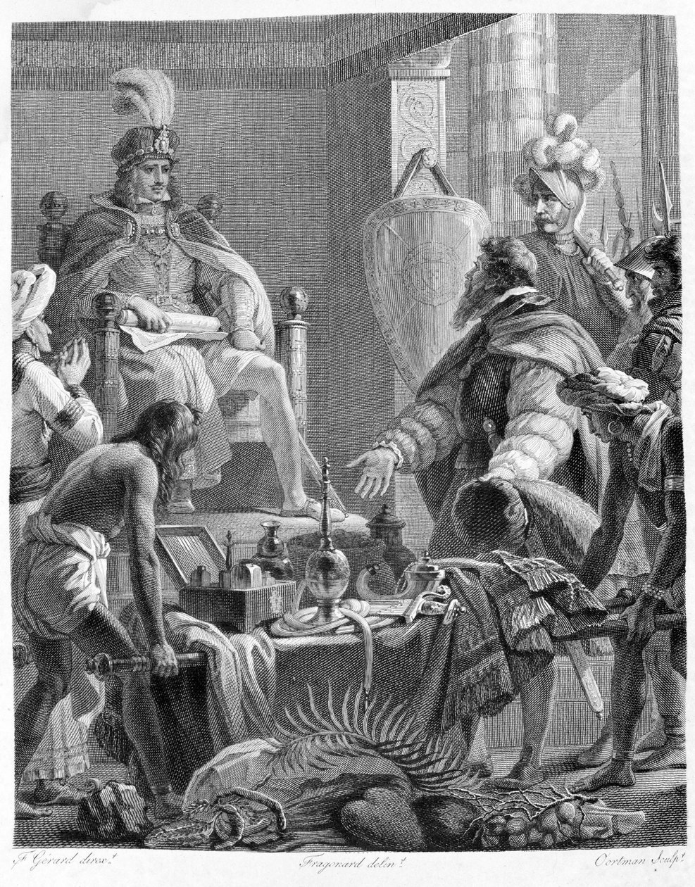 国王曼努埃尔一世 (1469 - 1521) 收到了瓦斯科·德·伽马 (Vasco de Gama)。 作者 未知艺术家