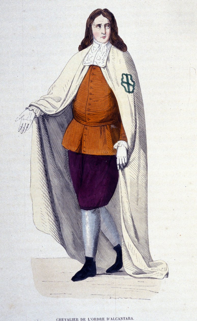 Knight of the Order of Alcantara, religious and military order founded in 1156 under the name of the Order of San Julian del Pereiro, in imitation of the Templars, to fight the Moors. 19th century engraving, private coll., Milan. 作者 未知艺术家