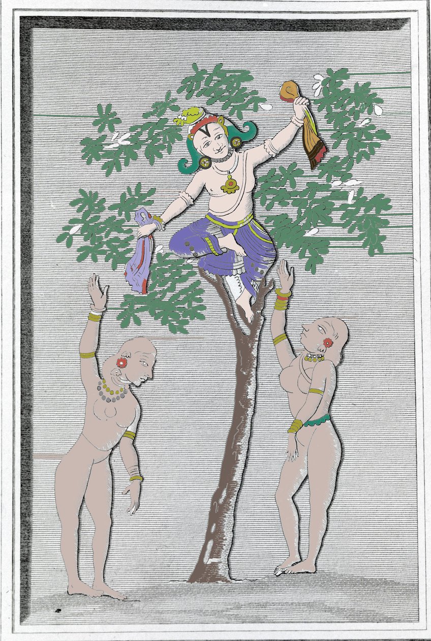 克里希纳偷了两个戈比的衣服。L. M. Langlès:"印度斯坦的古代和现代遗迹" 巴黎 作者 未知艺术家